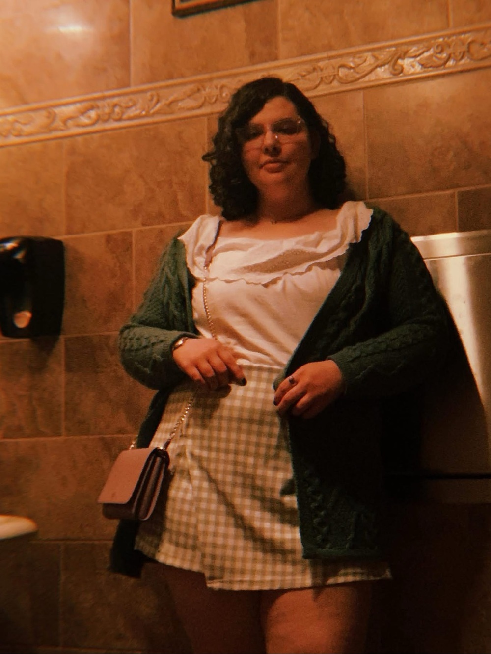 Green gingham skort